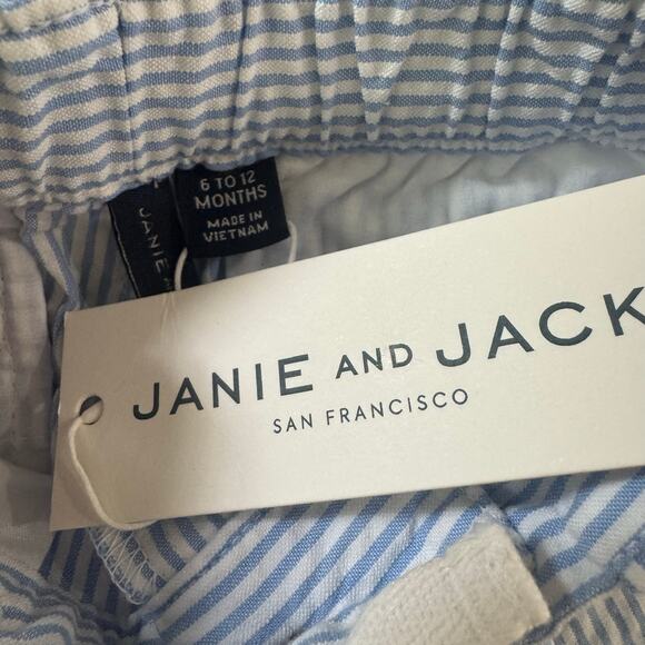 Janie and Jack Drawstring Striped Seersucker Pants in Blue/White - Picture 6 of 7